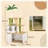 PawHut Cat Tree with Hidden Litter Box Enclosure, 2-in-1 Green Leaf Cat Tower, Litter Box Furniture with House, Ladder, Scratching Posts, Platforms, for Indoor Use - Oak