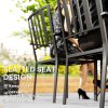 Outsunny Set of 4 Garden Chairs, Stackable Outdoor Chairs with Metal Slatted Seat & Backrest, for Yard, Garden, Black