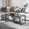 HOMCOM Coffee Table, Two-Tier Marble Centre Table with Metal Frame and Storage Shelf for Living Room, 106 x 50 x 45cm