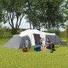 Outsunny 6-9 Man Large Tunnel Tent with 3 Bedroom, Living Area and Porch, 2000mm Waterproof Camping Tent, Portable with Bag, for Fishing Hiking Festival, Dark Grey