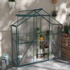 Outsunny 6 x 2.5ft Polycarbonate Greenhouse, Walk-In Green House with Sliding Door, 5-Level Roof Vent, Rain Gutter, Garden Plants Grow House with Aluminium Frame and Foundation, Green