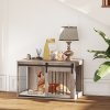 PawHut Dog Crate Furniture, Dog House Furniture Style for Large Breeds, Pet Kennel with Removable Cushion for Indoor Use, 98 x 58 x 61cm, Brown