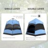 Outsunny Double Layer Pop Up Tent with Rainfly, Hexagon 4 Man Dome Tent, Portable Camping Shelter with Sewn-in Groundsheet and Carry Bag, for Festival Backpacking Road Trips, Blue