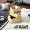 HOMCOM Set of 3 Wicker Storage Baskets, Woven Baskets with Handles, for Organizing, Storage Boxes for Shelves, Bedroom, Living Room, Bathroom, Natural Tone