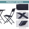 Outsunny 3 Pieces Folding Rattan Bistro Set, Garden Furniture Bistro Set with Folding Garden Table and Chairs, Wicker Balcony Furniture for Outdoor, Patio, Porch, Black