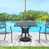 Outsunny 90 x 90cm Square Garden Dining Table with 46.5mm Dia. Umbrella Hole, Cast Aluminium Outdoor Dining Table, Grid Motif Outdoor Table for Garden, Patio, Porch, Black