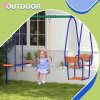 Outsunny Kid Swing Set, 3 in 1 Garden Metal Set for Outdoor with Single Swing, Glider, Rocking Chair Swing, for Toddlers 3+Years, Orange