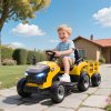 AIYAPLAY Ride on Tractor with Trailer, 12V Electric Vehicle with Remote Control, Ride on Car for Kids with Music, Shifter, Start-Up Sound for Ages 3-8 Years, Yellow