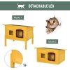 Pawhut Garden Wooden Cat House Outdoor Pet Play Home Waterproof Roof Kitty Shelter Kennel w/ith Door & Window