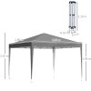 Outsunny 3 x 3M Garden Pop Up Gazebo Height Adjustable Marquee Party Tent Wedding Canopy with Carrying Bag, Grey