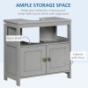 kleankin Pedestal Under Sink Cabinet with Double Doors, Modern Bathroom Vanity Storage Unit with Shelves