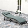 Outsunny Folding Rattan Sun Lounger, Wicker Garden Lounger with Cushion and Pillow, Outdoor Sunbed with Steel Frame for Patio, Beach, Terrace, Mixed Grey