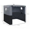 Outsunny Pop Up Gazebo with Sides, 2m x 2m Easy 1 Person Setup Party Tent with Carry Bag, Stakes, Ropes, Folding Multifunctional Instant Shelter, Black and Grey