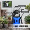 Outsunny 1800W High Pressure Washer, 150 Bar Pressure, 420 L/h Flow, Portable Power Washer Jet Wash Cleaner with Adjustable Nozzle, 6M Hose, Hose Reel, Steel Handle for Home Patio Car Driveway, Blue