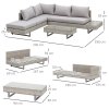 Outsunny 3 Pieces Rattan Garden Furniture Set, Wicker Garden Sofa Set with 3-Seater Sofa, Loveseat, Coffee Table, Side Table & Cushions, 5-Seater Outdoor Furniture Set, Grey