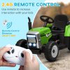 HOMCOM Electric Ride on Tractor 12V Kids Electric Car with Detachable Trailer Remote Control, Music, Horn, Lights, Start-Up Sound, for Ages 3-6 Years - Green