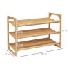 HOMCOM 3-Tier Shoe Rack, Bamboo Shoe Storage Organizer with Slatted Shelves, Free Standing Shoe Shelf Stand for 9 Pairs of Shoes for Entryway, Hallway, Natural