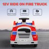 AIYAPLAY Ride on Fire Truck, 12V Kids Electric Car with Sirens, Flashing Lights, Firefighting Tools, Music, Horn, Slow Start, Gift for Boys and Girls, Red