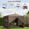 Outsunny 3 x 3 Meters Pop Up Water Resistant Gazebo Wedding Camping Party Tent Canopy Marquee with Carry Bag and 2 Windows, Coffee