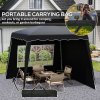 Outsunny 2.4 x 2.4m Pop Up Gazebo Canopy Tent with 2 Sidewalls and Carry Bag, Height Adjustable, UV50+ Party Tent Event Shelter for Garden, Patio, Black