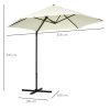 Outsunny 2.5M Garden Cantilever Parasol, Offset Roma Patio Umbrella Hanging Sun Shade Canopy Shelter with 360 Rotation and Cross Base, Beige