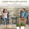 Outsunny Garden Bistro Set, 3 Pieces Table and Chairs Set, Outdoor Garden Furniture with Foldable Breathable Mesh Fabric Armchairs & Glass Top Coffee Table, Black