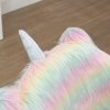 Vinsetto Fluffy Desk Chair with Arms, Faux Fur Home Office Chair, Unicorn Swivel Chair with Adjustable Height and Wheels, Colourful
