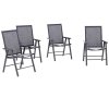Outsunny Set of 4 Folding Garden Chairs, Metal Frame Garden Chairs Outdoor Patio Park Dining Seat with Breathable Mesh Seat, Charcoal Grey
