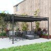 Outsunny 4 x 3(m) Metal Outdoor Pergola with Retractable Roof, Outdoor Gazebo Canopy Shelter with Drainage Holes for Garden, Patio, Lawn, Black