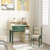 AIYAPLAY Kids Desk and Chair Set, Children Study, Table and Chair Set with Storage Shelves, Drawer, Kids Table and Chair Set for 3-10 Years, Green