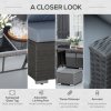 Outsunny 10 Pieces Outdoor PE Rattan Sofa Set with 10cm Thick Cushions, Garden Sectional Corner Sofa Set with Glass Top Dining Table and Three Footstools, Grey