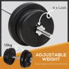 HOMCOM 65kg Adjustable Barbell Weights Set, 2-in-1 Dumbbells and Barbell Set with Knurled Bar, Free Weights Training Equipment, for Home Gym, Exercise
