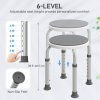 HOMCOM 360° Swivel Seat Bath Shower Stool, Adjustable Height Shower Chair with Aluminium Frame Non-Slip Feet Chair Safe Support Home Assistance, Grey