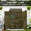 Outsunny Lean-to Small Shed, Tall Wooden Garden Shed with Slatted Bottom, Magnetic Doors, Double Shelves, Outdoor Tool Log Store, 103.5 x 59 x 174.5 cm, Olive Brown