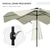 Outsunny 3(m) Garden Parasol Umbrella with 32 Solar LED Lights and Tilt, Outdoor Market Table Umbrella Sun Shade Canopy with Crank, 8 Ribs, Cream White