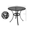 Outsunny 85cm Round Garden Dining Table, Cast Aluminium Coffee Table with Parasol Hole and Adjustable Foot Pad, Patio Table for Outdoor, Balcony, Poolside, Black