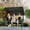 Outsunny 3 Seater Garden Swing Seat Swing Chair with Adjustable Canopy, Removable Cushion and Coffee Tables for Outdoor Patio Garden Dark Grey