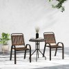 Outsunny 3 Pieces Patio Bistro Set, Garden Furniture Set with Stackable Chairs, Tempered Glass Table, Rust Resistant for Outdoor, Balcony, Patio, Garden, Dark Brown