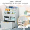 HOMCOM Kids Bookshelf with Storage Drawer, Children's Bookcase with Wheels, Toy Organiser for Bedroom, Playroom - Grey