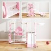 AIYAPLAY Toddler Slide and Swing Set 4 in 1 with Climber, Basketball Hoop, Kids Slide for Age 1.5-4, Children Activity Centre Playground for Indoor Outdoor Garden, Rabbit Themed, Pink