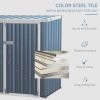 Outsunny 5ft x 3ft 2-Bin Garden Storage Shed, Double Rubbish Metal Storage Shed, Hideaway Dustbin with Locking Doors and Openable Lid, Grey