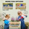 AIYAPLAY 2 PCS Wooden Sandpits, Outdoor Sand and Water Play Tables with Bottom Liner, Picnic Sensory Table for Kids Aged 3-8 Years Old, Natural Wood Finish