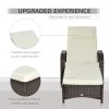 Outsunny Rattan Sun Lounger, Garden Lounger Recliner with Wheels and Adjustable Backrest, Outdoor Reclining Sunbed Garden Chair with Cushion and Headrest for Patio, Beach, Terrace, Brown