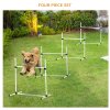 PawHut Dog Agility Equipment Training Height Adjustable Jumps Hurdle 4 Pieces with Carrying Bag for Outdoor, White