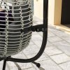 Outsunny Outdoor Swing Chair with Thick Padded Cushion, Patio Hanging Egg Chair with Metal Stand, Foldable Basket, Cup Holder, Rope Structure for Indoor & Outdoor, Dark Grey