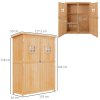 Outsunny Wooden Garden Shed with Two Windows, Tool Storage Cabinet, Outdoor Double Door Organizer 127.5L x 50W x 164H cm, Natural