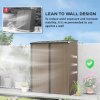 Outsunny 5ft x 3ft Lean to Garden Shed, Metal Outdoor Storage Shed with Single Lockable Door, Tool Storage Shed for Garden, Patio, Brown