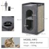 PawHut 2 Layer Cat House, Cat Beds for Indoor Cats with Scratching Pad, 81cmH, Grey