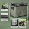 Outsunny 45L Car Fridge Freezer Dual Zone, Portable Camping Fridge 12V/24V DC & 100-240V AC, Electric Cool Box -20°C-20°C with Wheels and LED Light, for Travel, RV, Road Trip, Picnic