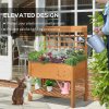 Outsunny Wooden Planter Boxes, Raised Garden Bed Elevated Planter with 2 Shelves for Flower Herb Vegetable Outdoor/Indoor, 105x40x135cm